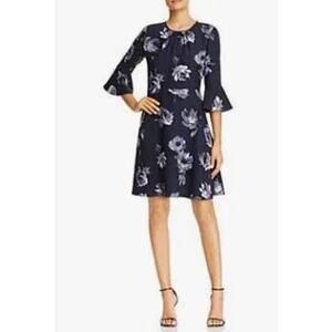 Kate Spade Women's New York Night Rose Dress Size 0 Navy Rosedew Floral Crepe
